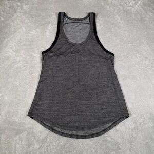 Lululemon On Track Singlet Womens 4 Heathered Black Racerback Running Top
